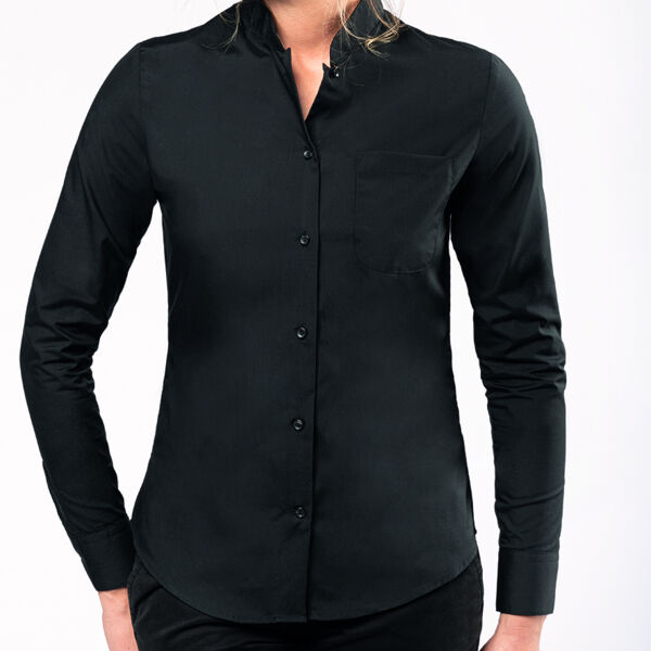 Kariban Ladies Long Sleeve Mandarin Collar Shirt Thumbnail